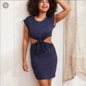 Aerie Knot Front Cutout T-Shirt Dress - Navy Blue
